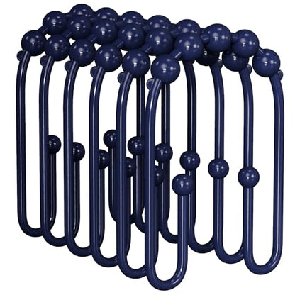 AmazerBath Shower Curtain Hooks, Navy Blue Shower Curtain Rings Rust Proof Non-Slip Double Hook Shower Curtain Hooks for Shower Curtain, Sturdy Shower Curtain Rings, Metal Shower Hooks Ring 12Pcs - color: Navy, style: Modern