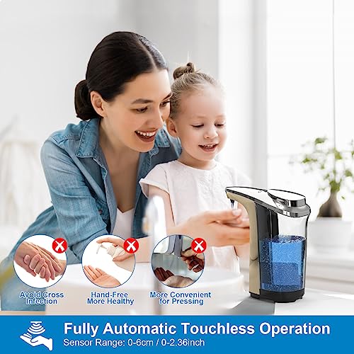 Automatic Soap Dispenser, 17oz Touchless Liquid Dish Soap Dispenser Kitchen | 17OZ Large Capacity, Infrared Sensor, 5 Adjustable Soap Levels, Hand Dispenser for Bathroom Kitchen Sink, Battery Operated - color: Champagne Gold