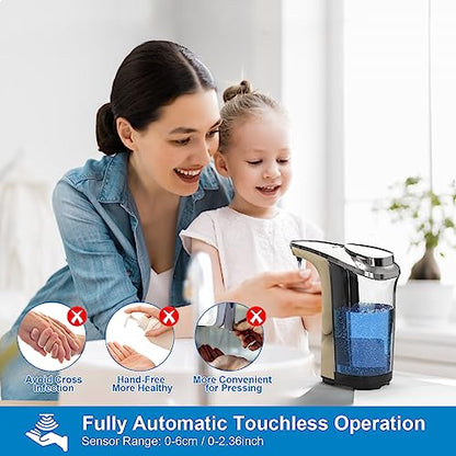 Automatic Soap Dispenser, 17oz Touchless Liquid Dish Soap Dispenser Kitchen | 17OZ Large Capacity, Infrared Sensor, 5 Adjustable Soap Levels, Hand Dispenser for Bathroom Kitchen Sink, Battery Operated - color: Champagne Gold