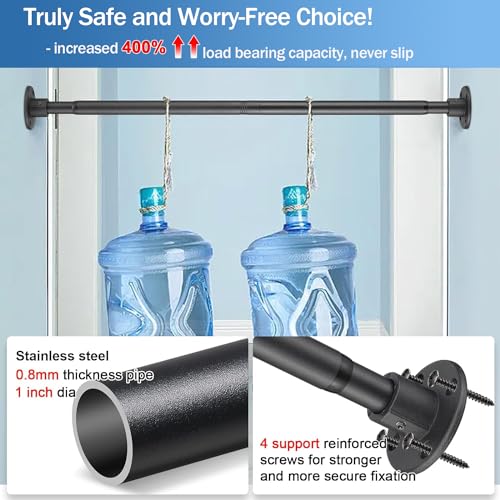 Heavy Duty Shower Rod - Industrial Shower Curtain Rod Wall Mounted for Bathroom,Closet Clothes Hanging,Outdoor Patio - 28 to 48"Adjustable Shower Pole - Black - size: 29-48" (1 Pack)