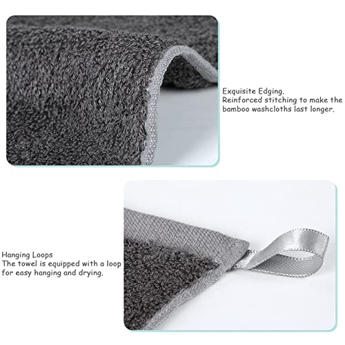 Yoofoss Luxury Washcloths Towel Set 10 Pack Baby Wash Cloth for Bathroom-Hotel-Spa-Kitchen Multi-Purpose Fingertip Towels and Face Cloths 10'' x 10'' - Dark Grey - color: Dark Grey