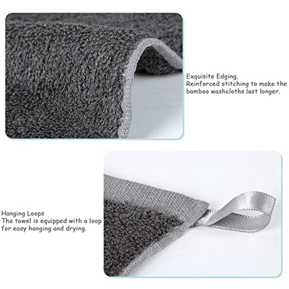 Yoofoss Luxury Washcloths Towel Set 10 Pack Baby Wash Cloth for Bathroom-Hotel-Spa-Kitchen Multi-Purpose Fingertip Towels and Face Cloths 10'' x 10'' - Dark Grey - color: Dark Grey