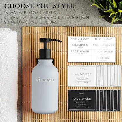 Shower Shampoo Dispenser Wall Mounted – Refillable 16.9 oz White Bottle with Stainless Steel Pump & No-Drill Adhesive Holder – Soap Dispenser for Bathroom (1 X White/Black) - color: 1 X White/Black