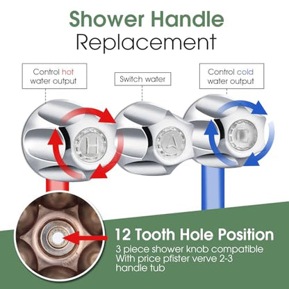 Bathtub Faucet and Shower Knobs Replacement,Easy to Install Tub Spout Set for 1/2" Copper Pipe,1/2" IPS and 3/4" IPS with Install Tool - color: Chrome