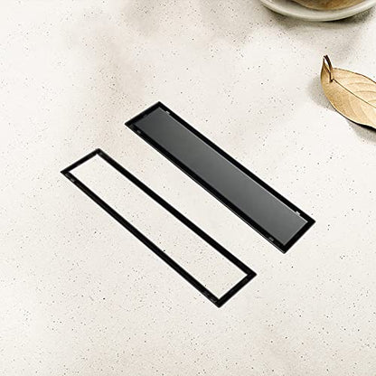 12" Linear Shower Drain Brushed Matte Black with Tile Insert Grate | AISI 304 Stainless Steel Fast Drainage Rectangle Hidden Shower Trench,Detachable Hair Catcher Easy to install,Leveling Feet - color: Matte Black, size: 12 Inch (No Base)