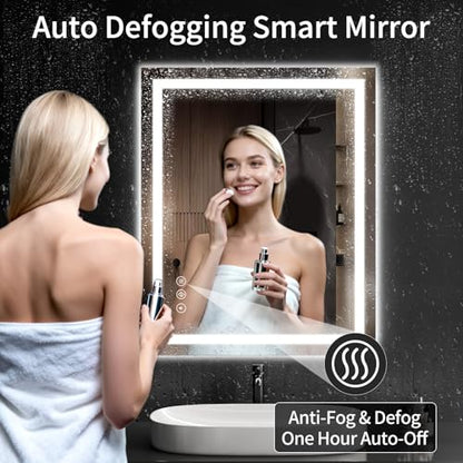 30"x36" LED Bathroom Mirror with Lights, Dimmable, Anti-Fog, Lighted Bathroom Vanity Mirror for Wall, Backlit + Front Lit, Memory Function, Shatter-Proof, Tempered Glass - size: 36"L x 30"W