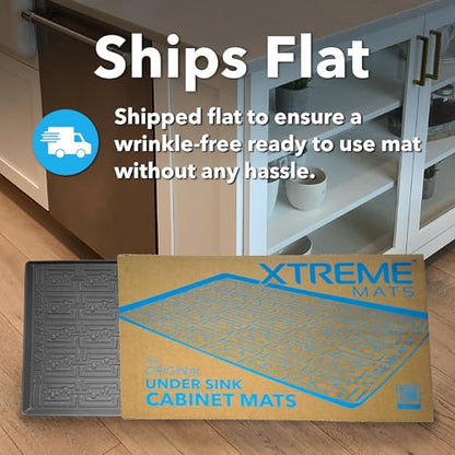 XTREME MATS Waterproof Undersink Mat (Beige 28" 1/4 x 22 1/4) Cabinet Base Liner for Kitchen & Laundry Cabinets Catches Leaks Prevents Damage Flexible Sink Driptray - color: Beige, size: 28" 1/4 x 22" 1/4)