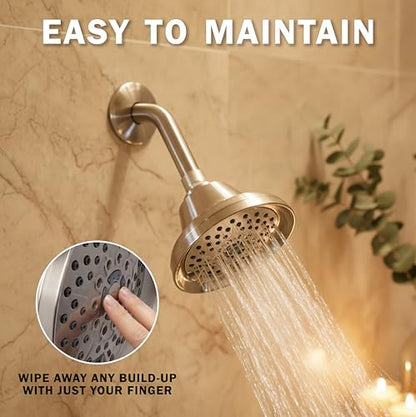 Massage Shower Head With Mist - 1.8 GPM - Brushed Nickel | High Pressure Boosting, 6 Function Adjustable Massaging Rainfall Showerhead For Low Flow Baths With Water Saving Nozzles - color: Brushed Nickel, size: 1.8 GPM