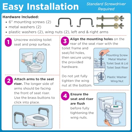 NOVA Raised Toilet Seat with Handles for Seniors – Standard Toilet Riser with Safety Grab Bars, Elevated Toilet Seat for Elderly, Disabled & Post-Surgery Support - Standard Toilet - style: Standard