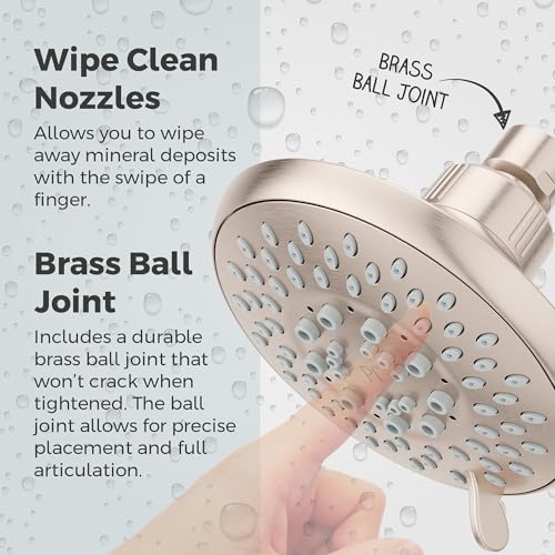 Pfister Universal Shower Head, Shower Arm Not Included, 5-Function, 1.75 GPM, Brushed Nickel Finish, 015WS2UT01K - color: Brushed Nickel