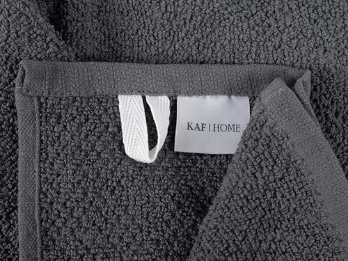 KAF Home Set of 4 Deluxe Popcorn Terry Kitchen Towels | 20 x 30 Inches | 100% Cotton Kitchen Dish Towels (Charcoal) - color: Charcoal