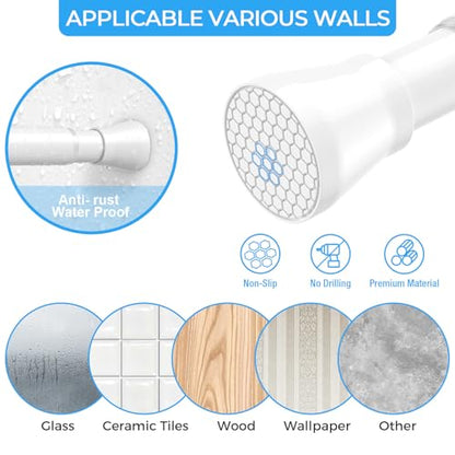 White Tension Curtain Rod 16 to 26 Inch Adjustable No Drilling | Rust-Resistant, No Slip, Small Spring Curtain Rods for Window, Kitchen, Closet, Cupboard, Bookshelf & DIY Projects - color: White, size: 16" to 26"-1Pcs