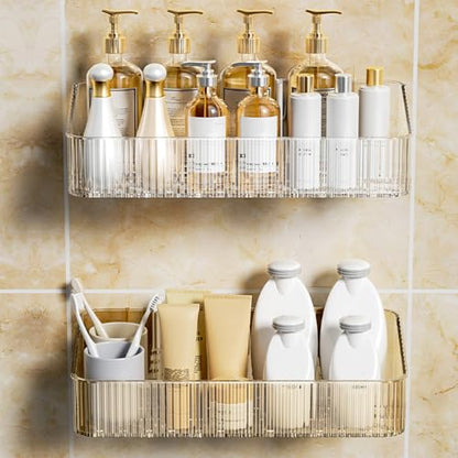 Adhesive Shower Caddys,Bath Organizers with Large Capacity,Not Drilling Bathroom Organizers Shelves Kitchen Racks - color: Green