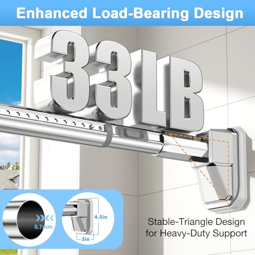 41-118 Inch Tension Curtain Rod, Silver | No Drill, Extra Long, Heavy Duty, Renter Friendly Adjustable - color: Silver, size: 41-118inch