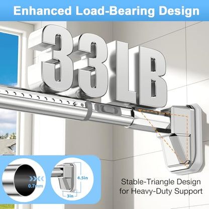 41-118 Inch Tension Curtain Rod, Silver | No Drill, Extra Long, Heavy Duty, Renter Friendly Adjustable - color: Silver, size: 41-118inch