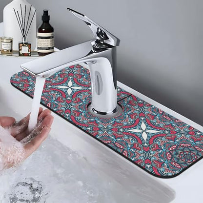 Diatomite Faucet Mat for Kitchen Fast Drying Sink & Bathroom Counter, Super Absorbent Water Sink Protectors Prevent Moisture Buildup, Sink Splash Guard Mandala Style - color: Mandala