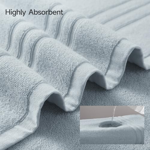 REDKISS Light Grey Towels Set 6 Piece Cotton Towel Sets with 2 Bath Towels, 2 Hand, 2 Washcloths, 650GSM Hotel Quality, Soft, Highly Absorbent Towels for Bathroom Gym, Ideal Everyday Use - color: Light Grey