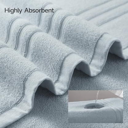 REDKISS Light Grey Towels Set 6 Piece Cotton Towel Sets with 2 Bath Towels, 2 Hand, 2 Washcloths, 650GSM Hotel Quality, Soft, Highly Absorbent Towels for Bathroom Gym, Ideal Everyday Use - color: Light Grey
