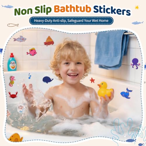 30 PCS Non Slip Bathtub Stickers for Kids, Cute Anti-Slip Shower Treads with Premium Scraper, Waterproof Safety Appliques for Bathroom Tub, Shower Floor, Stairs (Mermaid) - color: Mermaid