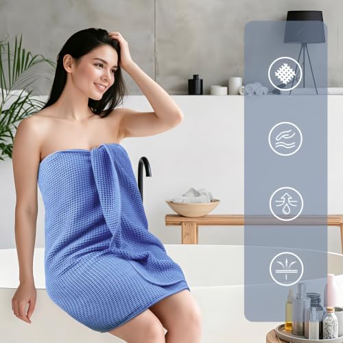 POLYTE 430 GSM Microfiber Quick Dry Lint Free Bath Sheet, 70 x 35 in, Set of 2 (Waffle Weave) - color: Royal Blue, size: 35 x 70 in