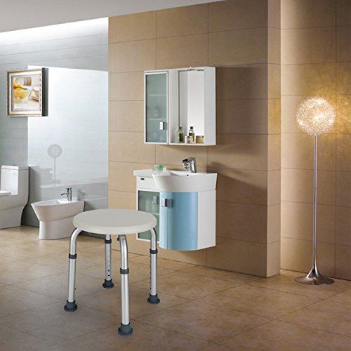 Shower Chair Bath Seat, 330lbs Adjustable Bath Chair, Shower Stools for Seniors, Handicap Bathroom Stool, Round Bathtud Seat, White