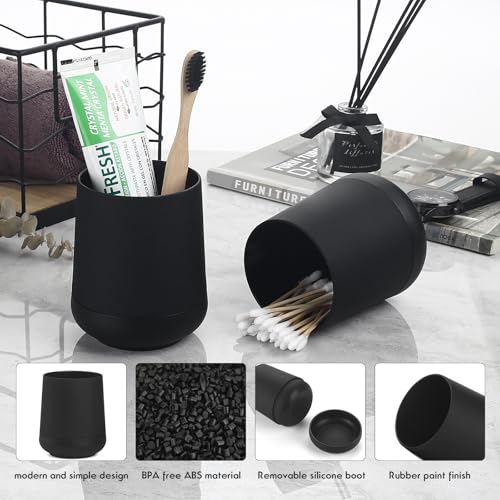 Matte Black Silicone Boot Toothbrush Holders, Modern Tooth Brushing and Toothpaste Holder Tumbler Cup for Bathroom Organizer (Black) - color: Black