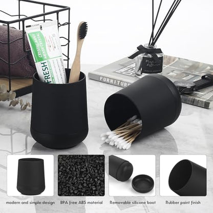 Matte Black Silicone Boot Toothbrush Holders, Modern Tooth Brushing and Toothpaste Holder Tumbler Cup for Bathroom Organizer (Black) - color: Black