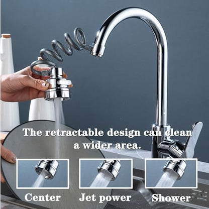 Sink Faucet Extender Professional Sink Sprayer Attachment 360° Rotatable Sink Faucet Extender Aerator with Stretchable Hose for Kitchen and Bathroom,3 Water Outlet Modes
