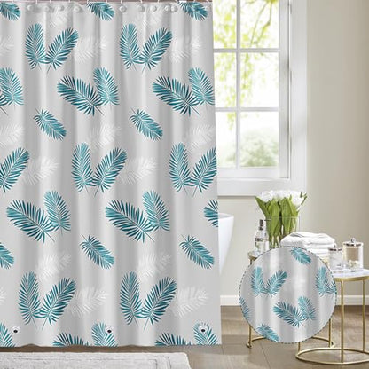 Plastic Shower Liner - Premium PEVA 4G Shower Curtain Liner with Rustproof Grommets and 3 Weighted Magnets, Waterproof Shower Curtains for Bathroom (Green Feather) - color: Green Feather, size: 71"W x 71"L (Pack of 1)