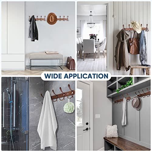 TICONN Wall Mounted Coat Rack, Five Heavy Duty Tri Hooks All Metal Construction for Jacket Coat Hat in Mudroom Entryway (Antique Bronze, 2-Pack) - color: Antique Bronze