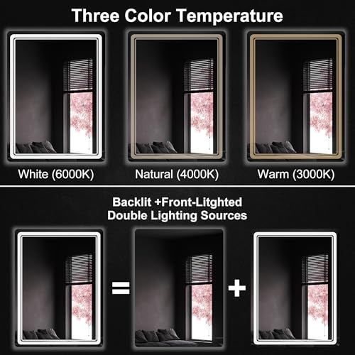 LED Bathroom Mirror with Lights, Anti-Fog, Dimmable, Lighted Bathroom Vanity Mirror for Wall, UL-Certified (32 x 24) - size: 32"L x 24"W