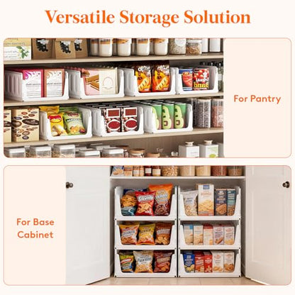 Lifewit Stacking Closet Organizers Shelf for Clothes 6 Pack 14" Depth | open front basket, top shelf storage bins, store clothing sweater jeans, for Pantry, Kitchen, Dorm