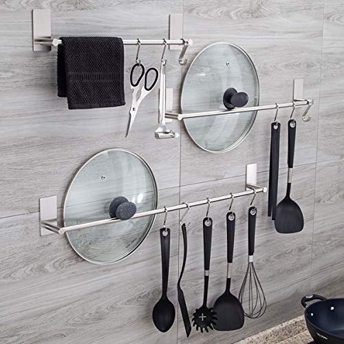 Bathroom Towel Bar Towel Holder,ULIFESTAR Strong 3M Self Adhesive Hand Towel Holder,Wall Mounted Stainless Steel Towel Rack for Bathroom,Kitchen Dish Cloths Hanger,Brushed Nickel (12'') - size: 12''