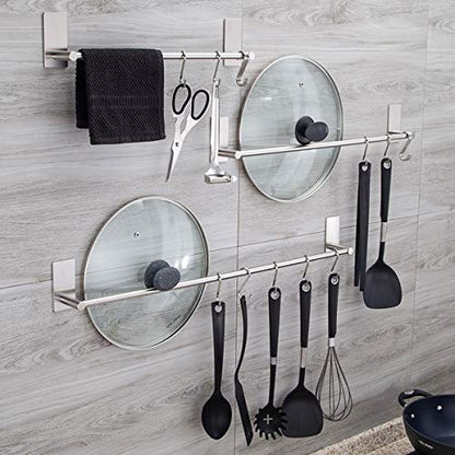 Bathroom Towel Bar Towel Holder,ULIFESTAR Strong 3M Self Adhesive Hand Towel Holder,Wall Mounted Stainless Steel Towel Rack for Bathroom,Kitchen Dish Cloths Hanger,Brushed Nickel (12'') - size: 12''