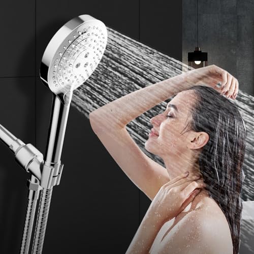 Shower Head Holder for Hand Held Showerheads, Adjustable Shower Arm Mount with Swivel Ball Joint, Premium ABS Bracket, Connect Shower Arm and Shower Hose (Chrome) - color: ABS with Metal Ball - Chrome
