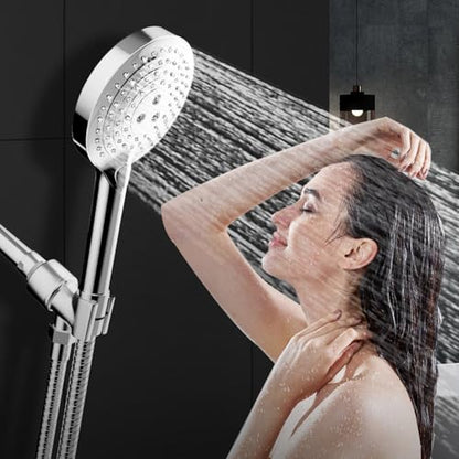 Shower Head Holder for Hand Held Showerheads, Adjustable Shower Arm Mount with Swivel Ball Joint, Premium ABS Bracket, Connect Shower Arm and Shower Hose (Chrome) - color: ABS with Metal Ball - Chrome