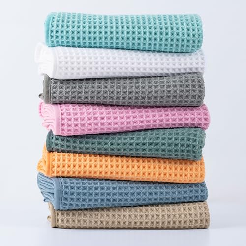 MICROFI Microfiber Waffle Bath Towels, 3 Pieces, Oversized, Soft, Absorbent, Fast Drying, Lint Free, Includes Bath, Face and Hand Towels 430 GSM - color: Turquoise