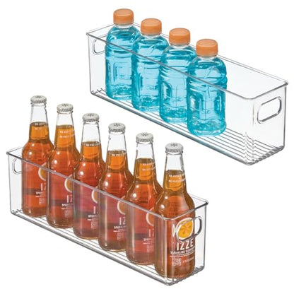 mDesign Plastic Kitchen Organizer - Storage Holder Bin with Handles for Pantry, Cupboard, Cabinet, Fridge/Freezer, Shelves, and Counter - Holds Canned Food, Snacks - 2 Pack - Clear