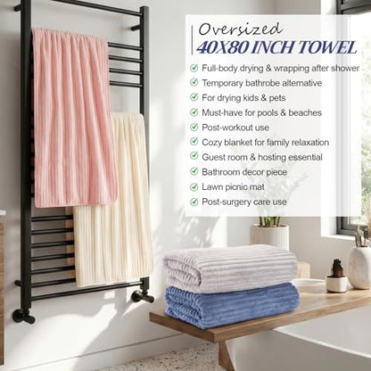 4 Pcs Extra Large Bath Towel 40x80'',Pink, Beige, Gray, Blue - color: Pink, Beige, Gray, Blue