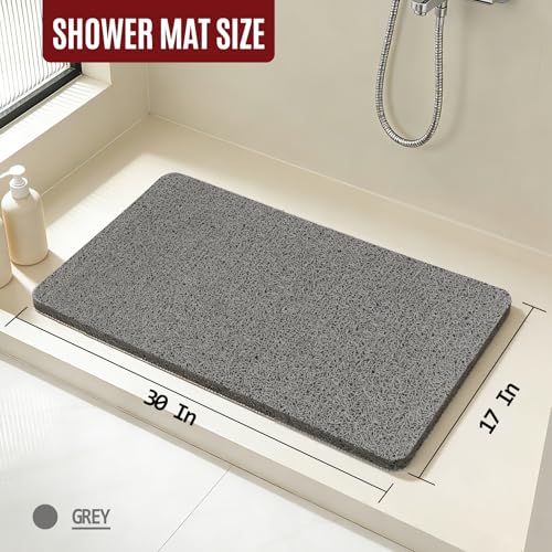 17 * 30in Shower Mat Bathtub Mat Non Slip | Bathmats Non Slip, Quick Drying Foot Scrubber Loofah Mats for Inside Shower, Tub, Bathroom, Home, Grey - color: Grey, size: 30" x 17" (Rectangular)