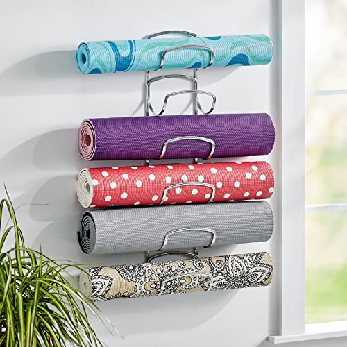 mDesign Metal Towel Shelves – Towel Rack for the Bathroom with 6 Compartments – Practical Bathroom Accessories for Both Large and Small Towels – Silver - color: Chrome