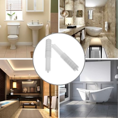 Homoyoyo White Toilet Paper Holder Spring Loaded Toilet Paper Rod Plastic Roller Replacement Rod for Homeowners, Maintenance Staff for Hotel/Home/Office Bathroom Renovation, Recessed Holder 5.7Inch