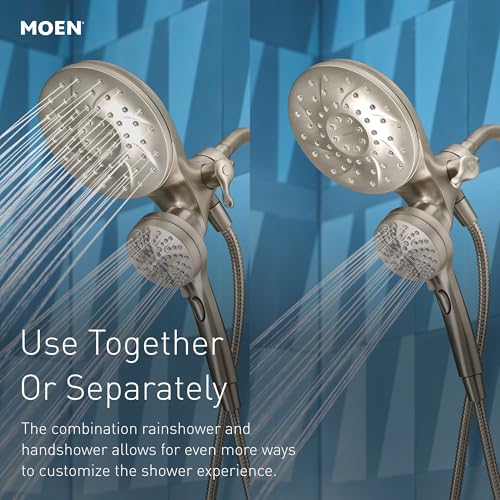 Moen Engage Magnetix 6-Function Handheld Showerhead and Rain Shower Head Combo, Tub and Shower Trim Kit with Valve, Handle, Tub Spout, Metal Hose, Chrome, 82304 - color: Chrome