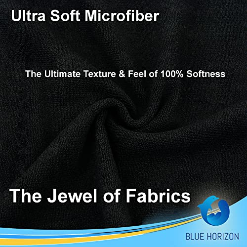 Blue Horizon Black Microfiber Cleaning Towels, 24-Pack Dual-Sided Ultra Soft Plush Washcloth, All Purpose Premium Microfiber Detailing Cleaning Cloths Shop Towels (16" x 16", Black) - color: Black