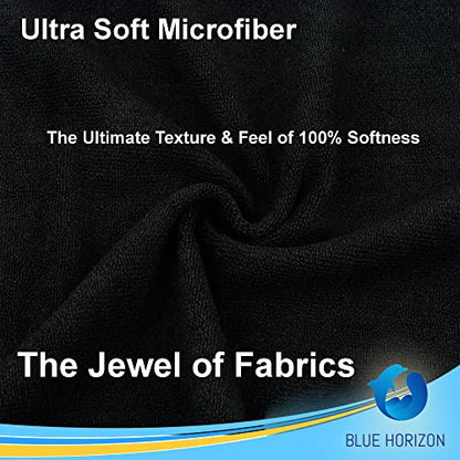 Blue Horizon Black Microfiber Cleaning Towels, 24-Pack Dual-Sided Ultra Soft Plush Washcloth, All Purpose Premium Microfiber Detailing Cleaning Cloths Shop Towels (16" x 16", Black) - color: Black