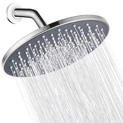 Large Shower Head VMASSTONE 9In High Pressure Showerhead - Tool Free Installation- with Large Spray Surfaces and 200 Nozzles for Delicate and Unstimulate Shower Experience (EM-001 Chrome/Dark Grey) - color: Chrome/Dark Grey