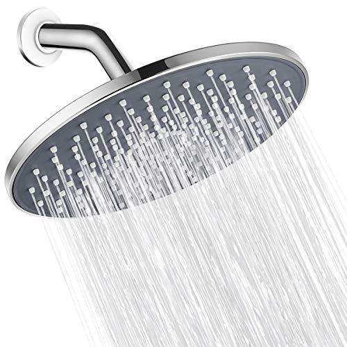 Large Shower Head VMASSTONE 9In High Pressure Showerhead - Tool Free Installation- with Large Spray Surfaces and 200 Nozzles for Delicate and Unstimulate Shower Experience (EM-001 Chrome/Dark Grey) - color: Chrome/Dark Grey