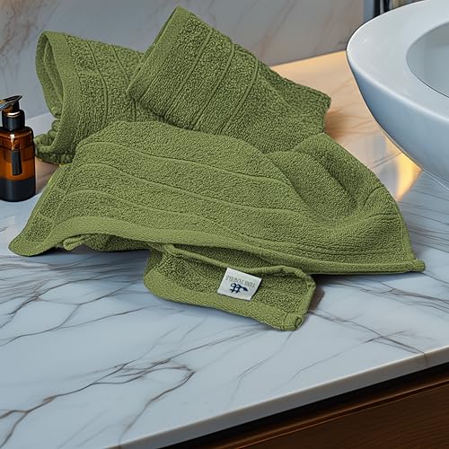 6 Piece Hand Towels Set 16 x 28 Inches, Green | 100% Cotton, Lighter Weight, Quick to Dry, 16 x 28 Inches, Super Soft & Absorbent, Perfect for Bathroom & Kitchen - color: Forest Green