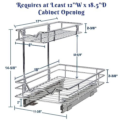 HOLDN’ STORAGE Under Sink Organizers and Storage, 11" W x 18" D x 15" H | 2-Tier Under-Sink Organizer, Full-Extension Slides, Keeps Cleaning Supplies, Bottles & Essentials Easy To Reach - size: 11" W x 18" D
