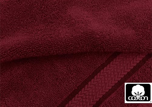 COTTON CRAFT Ultra Soft 6 Piece Towel Set - 100% Cotton Towels - Burgundy | Absorbent 580 GSM Quick Dry Everyday Premium Luxurious Bathroom Towels - 2 Large Bath Towels, 2 Hand Towels, 2 Washcloths - color: Burgundy, size: 6 Piece Towel Set
